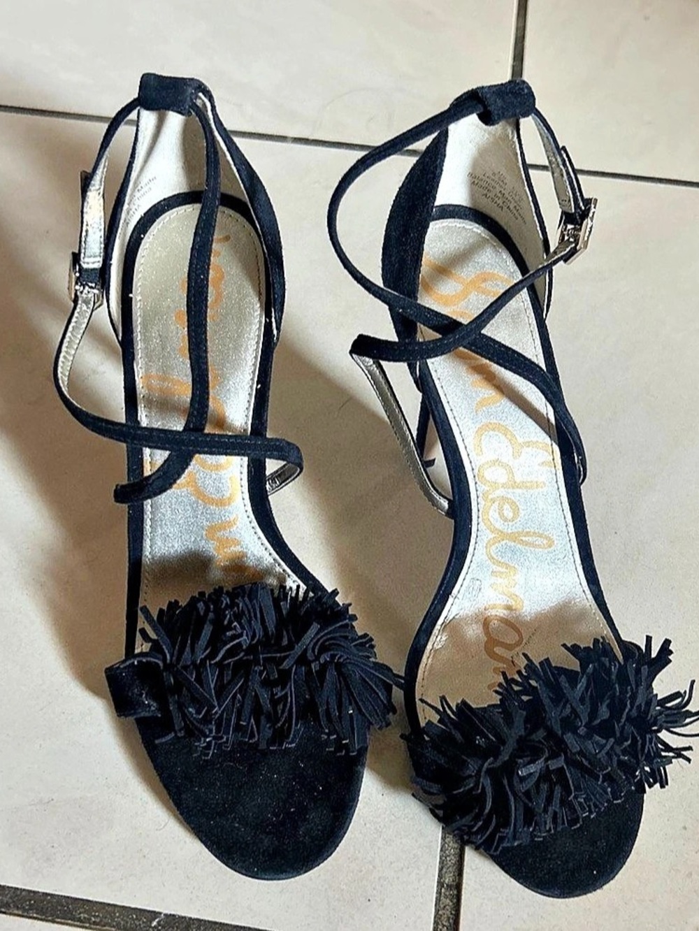 Diane von Furstenberg Fringe Heels in Black US 8.5